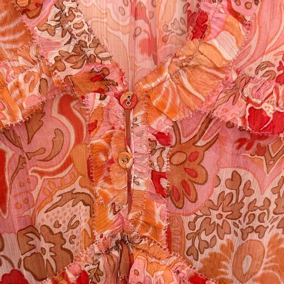 Zimmermann Ruffle Floral Print 100% Silk Mini Dress - Picture 7 of 11